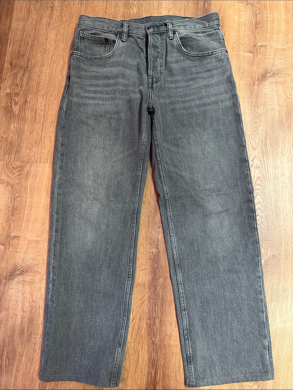 Zara Men's Washed Charcoal Straight Jeans